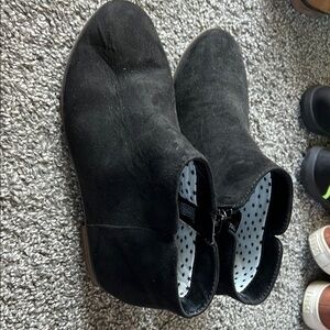 Girls Black Suede Ankle Boots